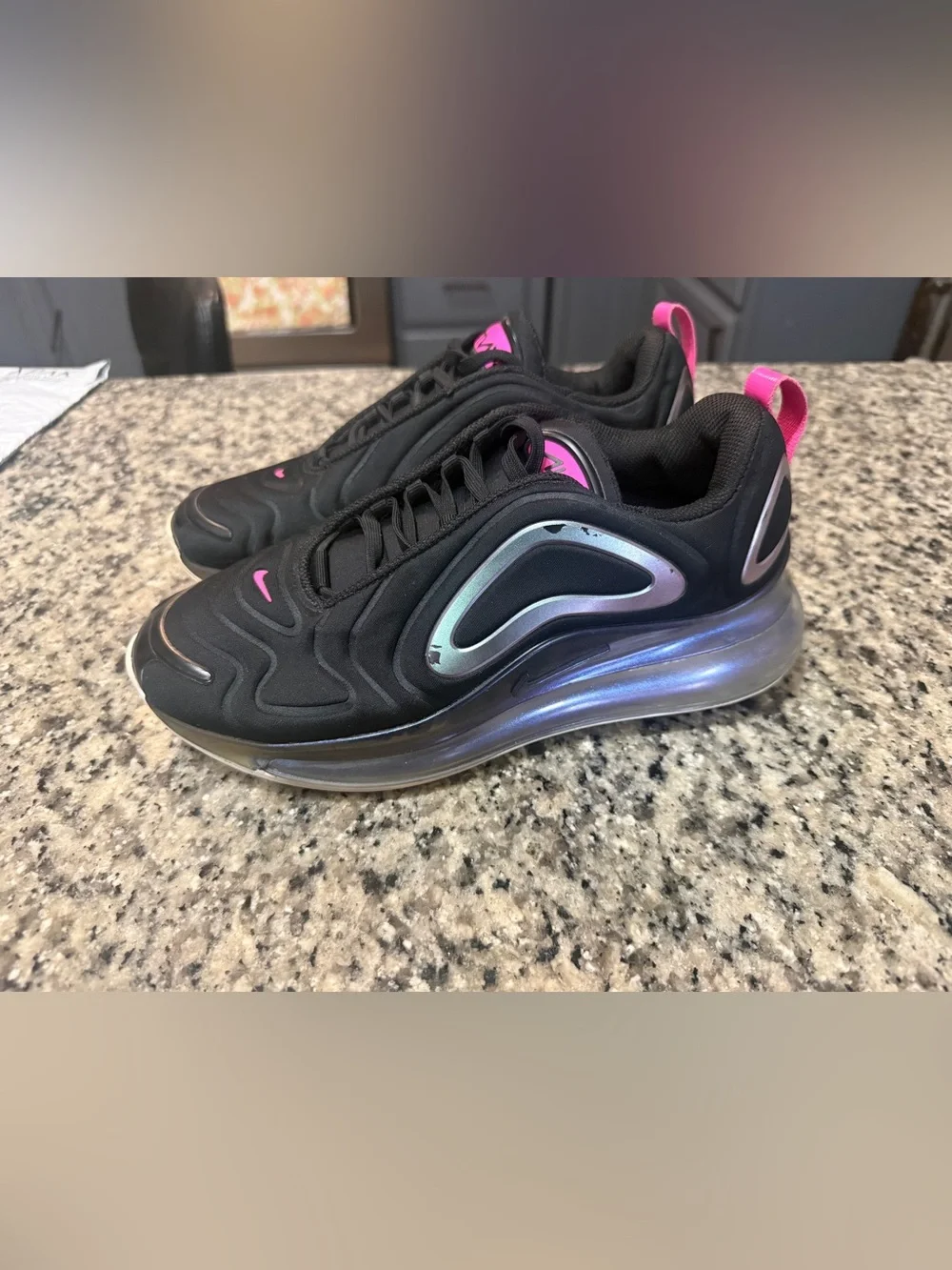 Nike Women’s Black Sneakers with Pink and Iridescent Accents